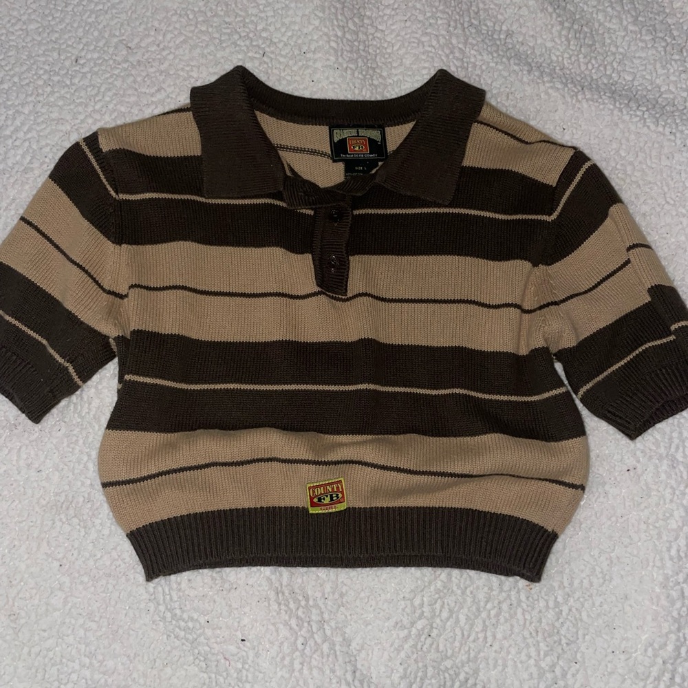 Stylish Brown and Tan Striped Crop Top